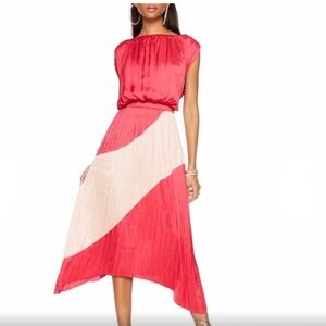 BNWT Ramy Brook Adena Blush Rose Pleated Midi Dress